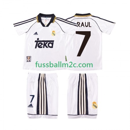 Fußballtrikots Real Madrid RAUL 7 2000 Retro Kinder Heim Trikotsatz 1998